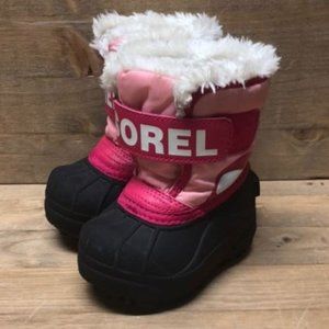 Sorel Baby Girls Pink Snow Boots Fur Lined Size 4